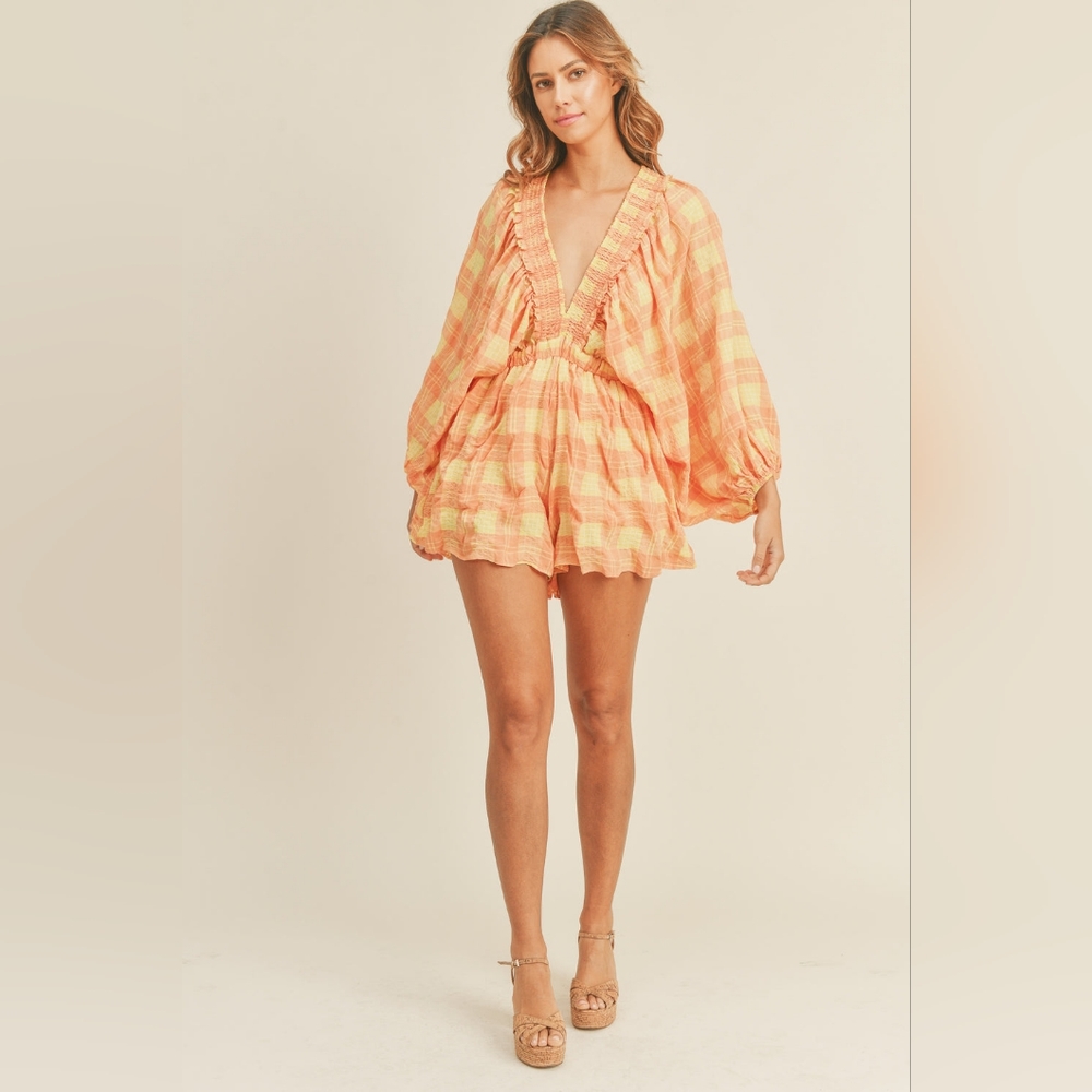 Orange Plaid Jumpsuit